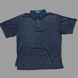 Polo Ralph Lauren Golf Pinstriped Vintage Black Red Shirt Cotton Men's Size XL